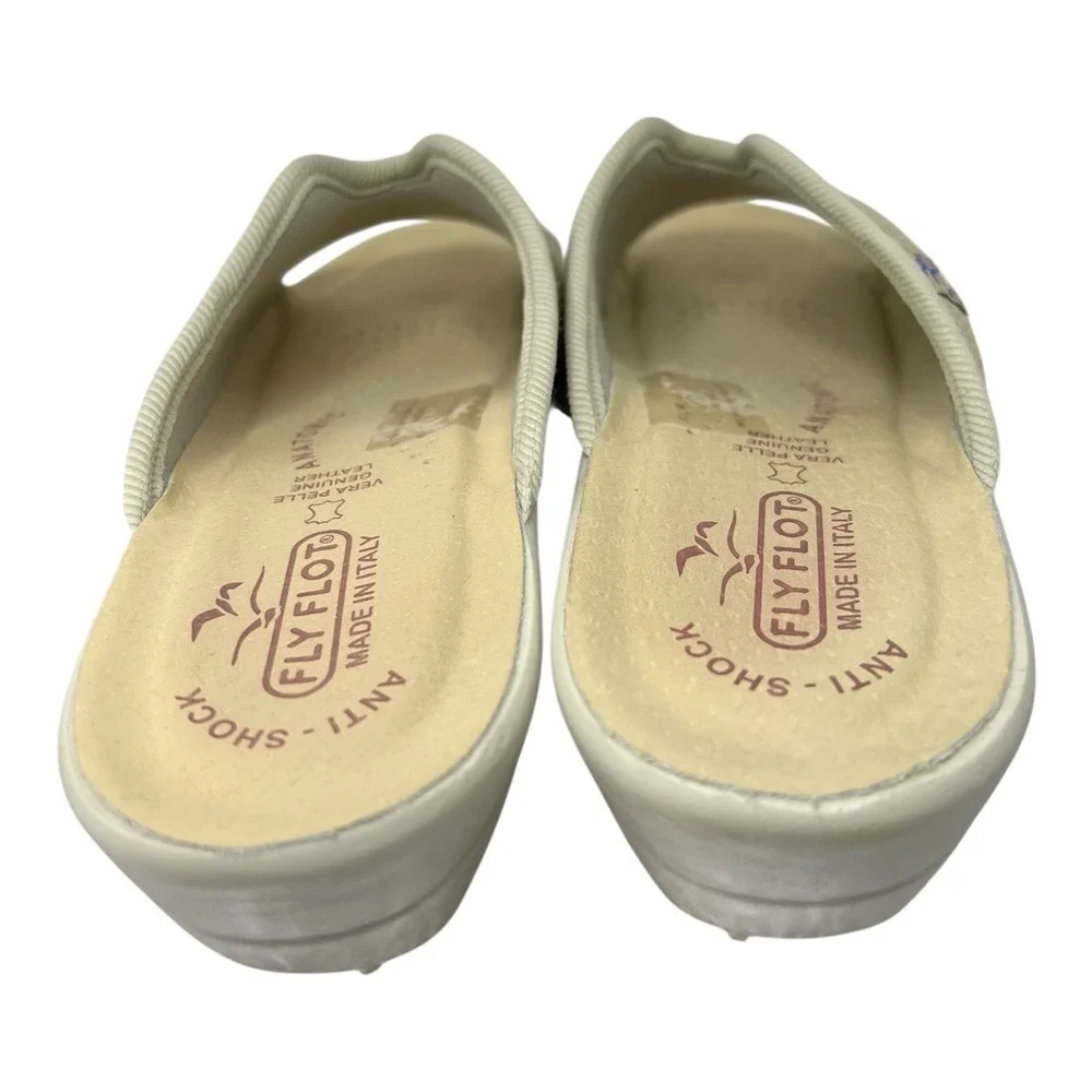 FlyFlot women Tan Mesh Slide Sandal Made In Italy Anti-Shock Comfort Size 38 7.5